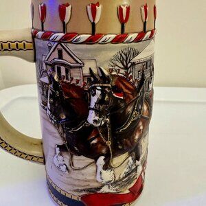 Budweiser “1986” Vintage Holiday Stein Beer Mug "B" Series Limited Edition 3D